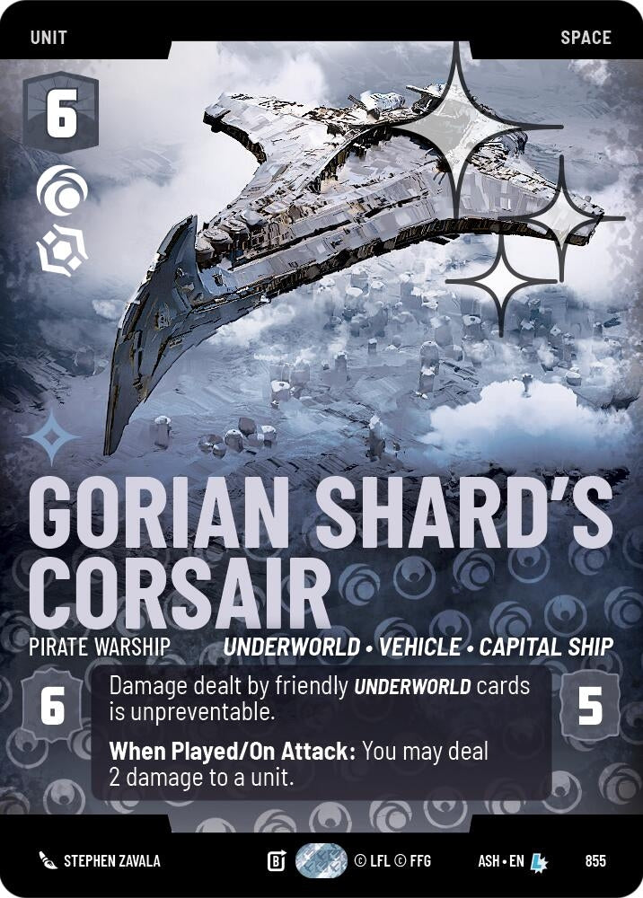 Image for Gorian Shard's Corsair - Pirate Warship (Prestige Foil) (855) (Ashes of the Empire) (ASH) - Star Wars: Unlimited