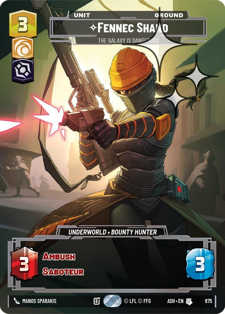 Image for Fennec Shand - The Galaxy Is Dangerous (Prestige Foil) (875) (Ashes of the Empire) (ASH) - Star Wars: Unlimited