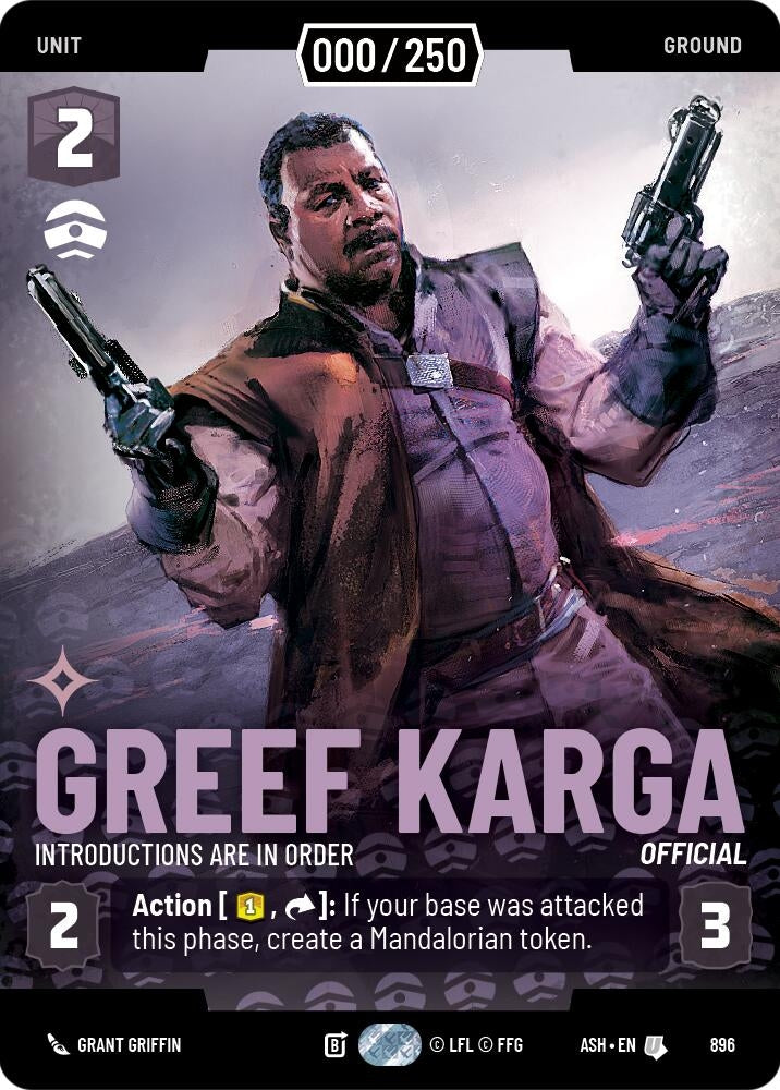 Image for Greef Karga - Introductions are in Order (Serialized) (896) (Ashes of the Empire) (ASH) - Star Wars: Unlimited