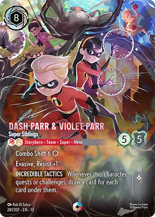 Image for Dash Parr & Violet Parr - Super Siblings (Enchanted) (241/204) (Attack of the Vine!) (13) - Disney Lorcana