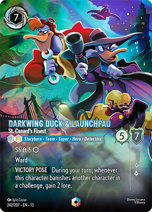 Image for Darkwing Duck & Launchpad - St. Canard's Finest (Enchanted) (242/204) (Attack of the Vine!) (13) - Disney Lorcana