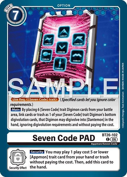 Image for Seven Code PAD (BT26-102 C) (Timeless Bonds) (BT-26) - Digimon Card Game