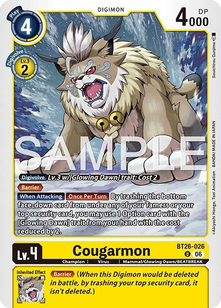 Image for Cougarmon (BT26-026 U) (Timeless Bonds) (BT-26) - Digimon Card Game