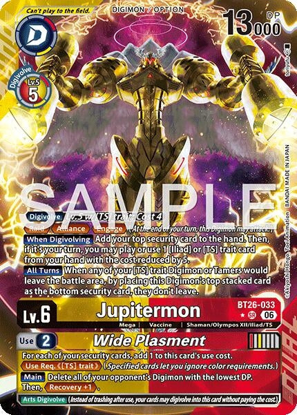 Image for Jupitermon // Wide Plasmet (Alternate Art) (BT26-033 SR) (Timeless Bonds) (BT-26) - Digimon Card Game