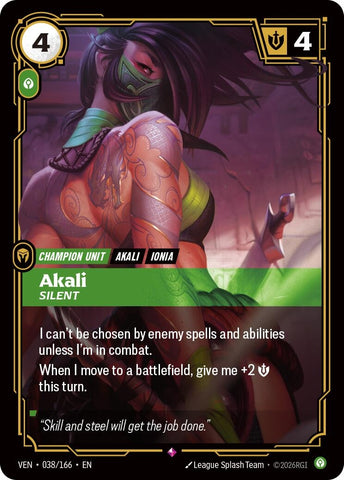 Image for Akali - Silent (038/166) (Vendetta) (VEN) - Riftbound: League of Legends Trading Card Game