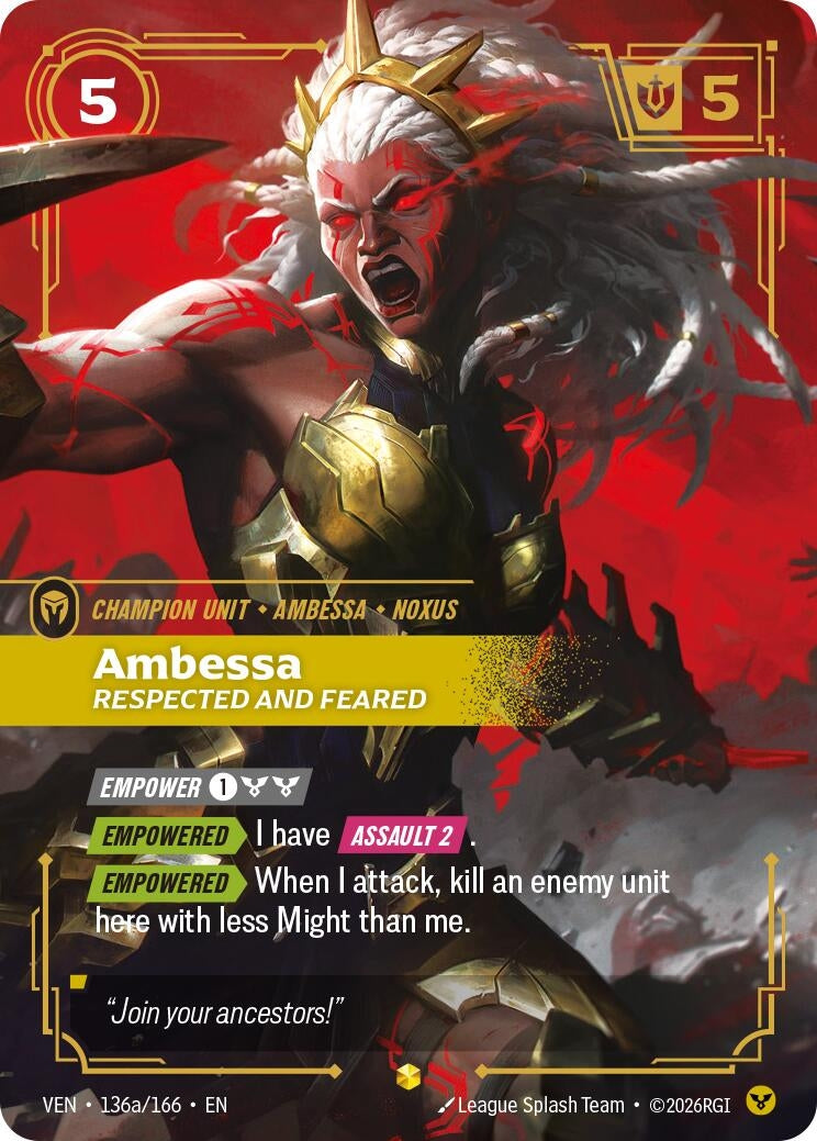 Image for Ambessa - Respected and Feared (Alternate Art) (136a/166) (Vendetta) (VEN) - Riftbound: League of Legends Trading Card Game
