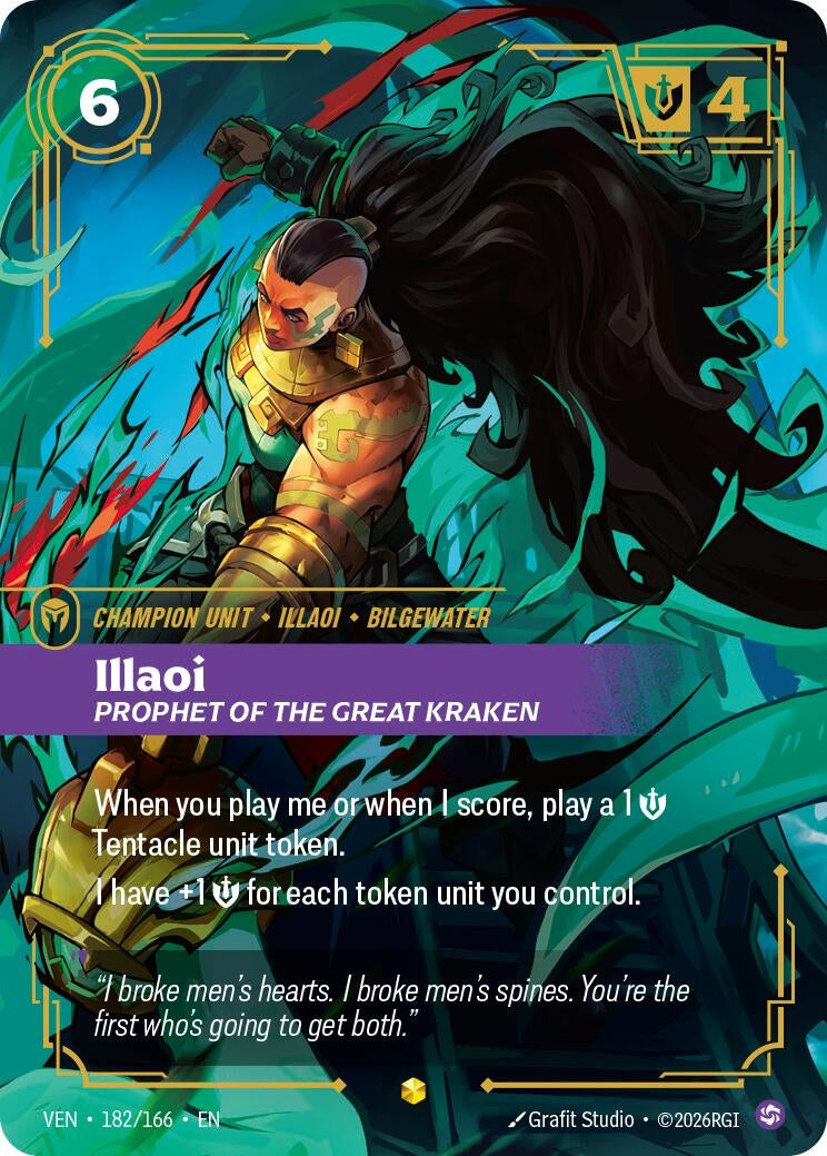 Image for Illaoi - Prophet of the Great Kraken (Overnumbered) (182/166) (Vendetta) (VEN) - Riftbound: League of Legends Trading Card Game