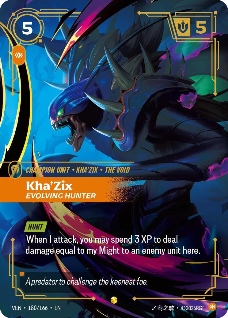 Image for Kha'Zix - Evolving Hunter (Overnumbered) (180/166) (Vendetta) (VEN) - Riftbound: League of Legends Trading Card Game