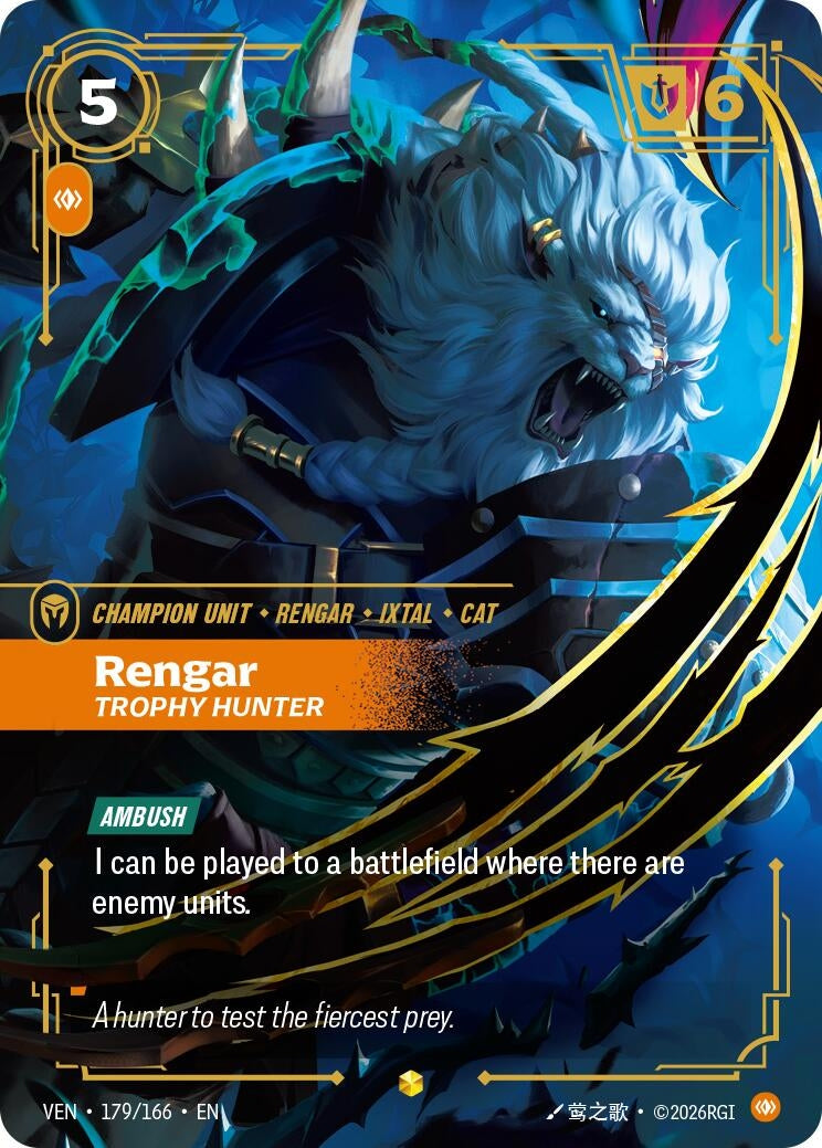 Image for Rengar - Trophy Hunter (Overnumbered) (179/166) (Vendetta) (VEN) - Riftbound: League of Legends Trading Card Game
