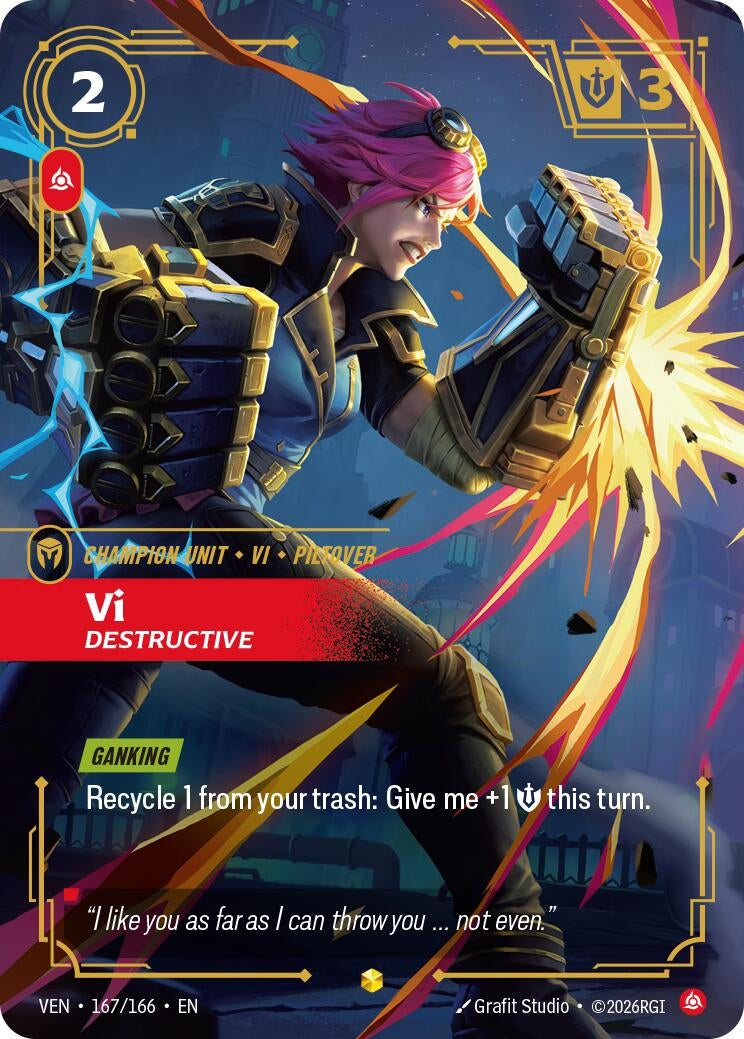 Image for Vi - Destructive (Overnumbered) (167/166) (Vendetta) (VEN) - Riftbound: League of Legends Trading Card Game