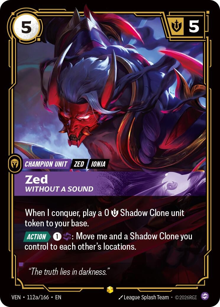 Image for Zed - Without a Sound (Alternate Art) (112a/166) (Vendetta) (VEN) - Riftbound: League of Legends Trading Card Game