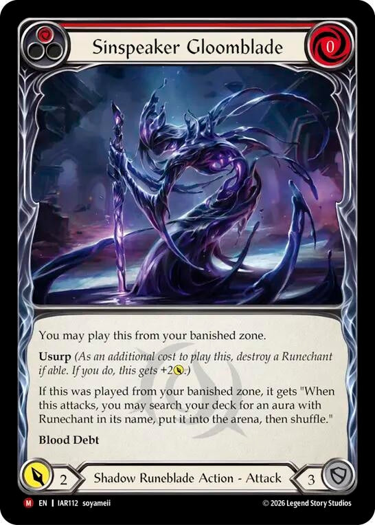 Image for Sinspeaker Gloomblade (Red) (IAR112) (Usurp the Shadow Throne) (IAR) - Flesh and Blood TCG