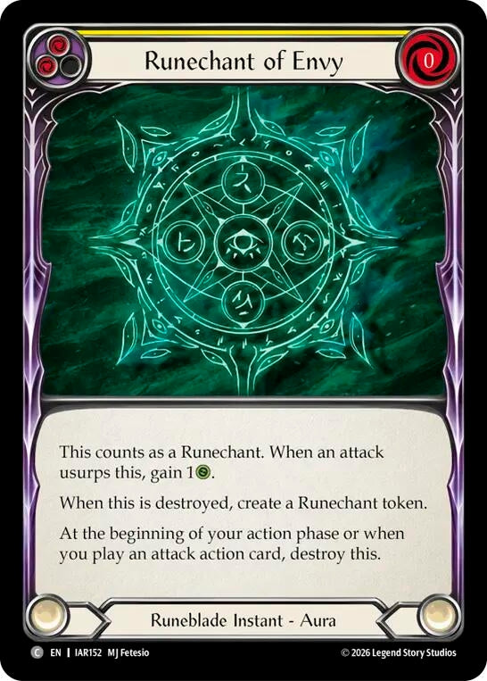 Image for Runechant of Envy (Yellow) (IAR152) (Usurp the Shadow Throne) (IAR) - Flesh and Blood TCG