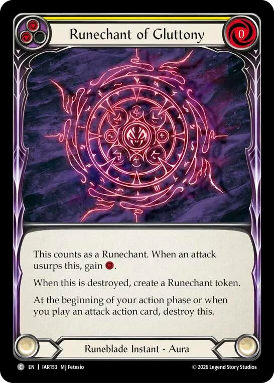 Image for Runechant of Gluttony (Yellow) (IAR153) (Usurp the Shadow Throne) (IAR) - Flesh and Blood TCG