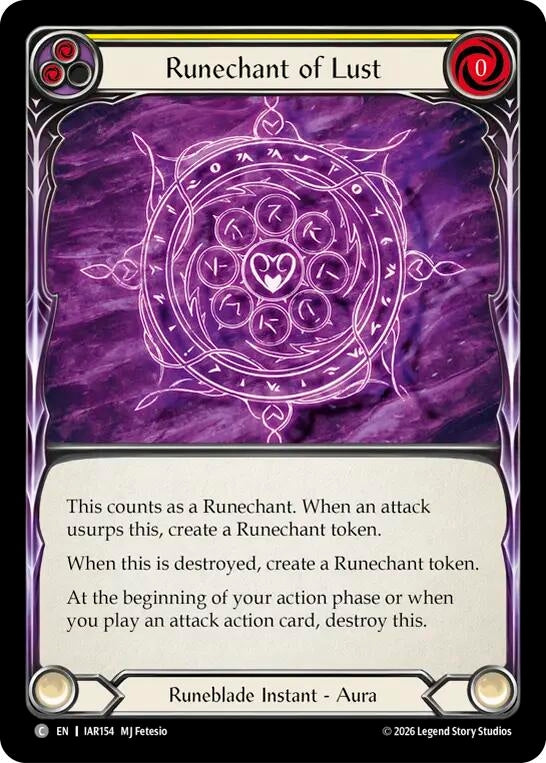 Image for Runechant of Lust (Yellow) (IAR154) (Usurp the Shadow Throne) (IAR) - Flesh and Blood TCG