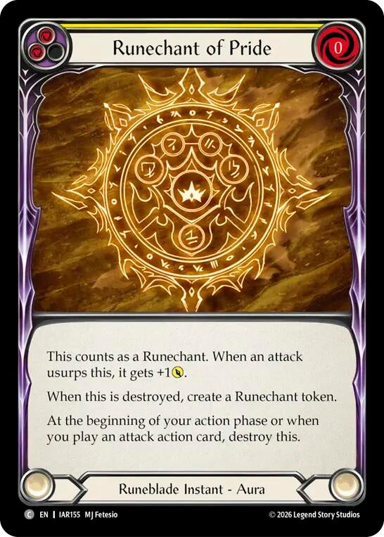 Image for Runechant of Pride (Yellow) (IAR155) (Usurp the Shadow Throne) (IAR) - Flesh and Blood TCG