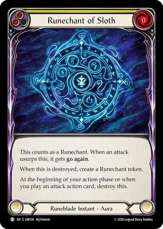 Image for Runechant of Sloth (Yellow) (IAR156) (Usurp the Shadow Throne) (IAR) - Flesh and Blood TCG