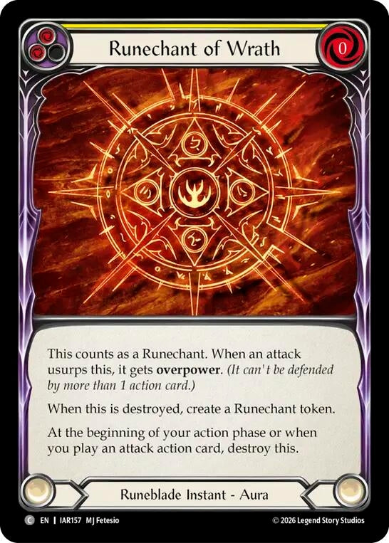 Image for Runechant of Wrath (Yellow) (IAR157) (Usurp the Shadow Throne) (IAR) - Flesh and Blood TCG