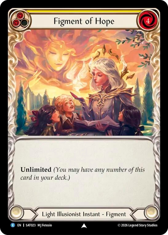 Image for Figment of Hope (Yellow) // Suraya, Archangel of Endless Hope (SAT023) (Silver Age: Usurp the Shadow Throne) (SAT) - Flesh and Blood TCG
