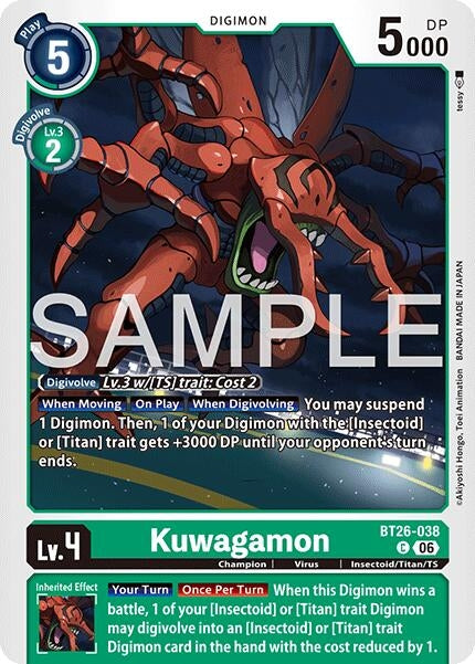 Image for Kuwagamon (BT26-038 C) (Timeless Bonds) (BT-26) - Digimon Card Game