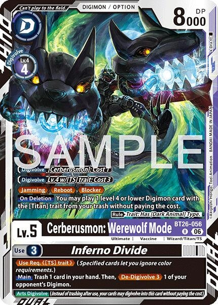 Image for Cerberusmon: Werewolf Mode // Inferno Divide (BT26-056 R) (Timeless Bonds) (BT-26) - Digimon Card Game