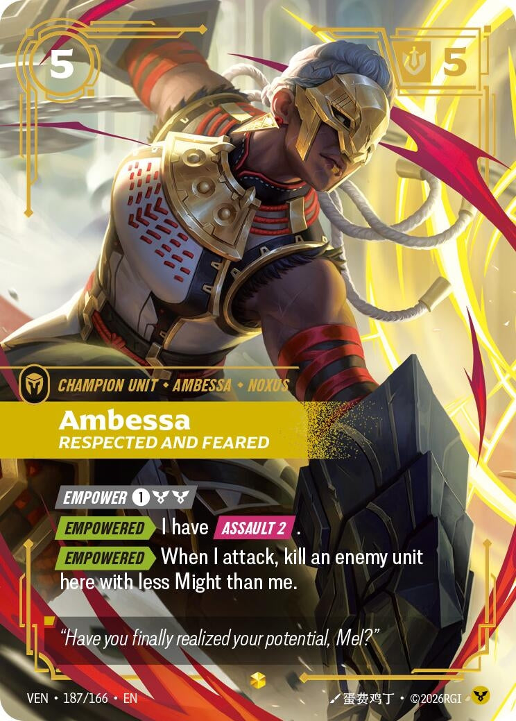 Image for Ambessa - Respected and Feared (Overnumbered) (187/166) (Vendetta) (VEN) - Riftbound: League of Legends Trading Card Game