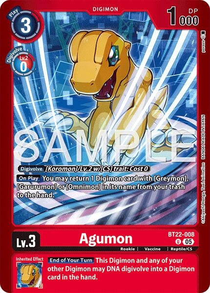 Image for Agumon (BT22-008 U) (Limited Card Pack -Final Crest-) (LM-08) - Digimon Card Game
