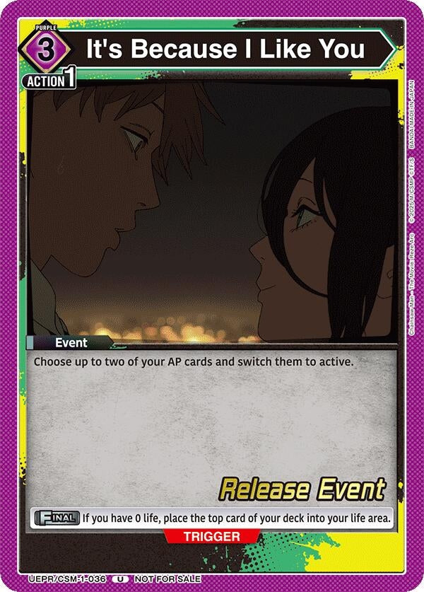 Image for It's Because I Like You (UE22BT/CSM-1-036) (UE22BT: CHAINSAW MAN Release Event Cards) (UE22BT_RE) - Union Arena