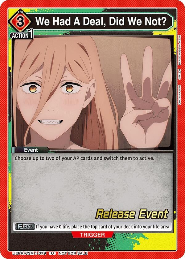 Image for We Had A Deal, Did We Not? (UE22BT/CSM-1-079) (UE22BT: CHAINSAW MAN Release Event Cards) (UE22BT_RE) - Union Arena
