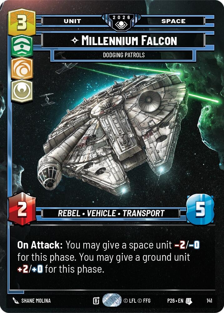 Image for Millennium Falcon - Dodging Patrols (Prize Wall) (141) (Galactic Championship 2026) (P26) - Star Wars: Unlimited