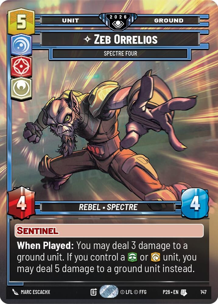Image for Zeb Orellios - Spectre Four (Prize Wall) (147) (Galactic Championship 2026) (P26) - Star Wars: Unlimited