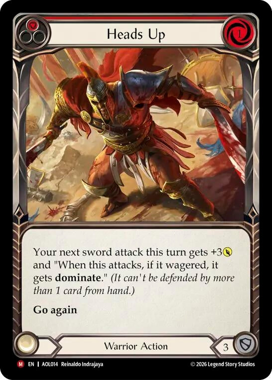 Image for Heads Up (AOL014) (Armory Deck: Olympia, Prized Fighter) (AOL) - Flesh and Blood TCG