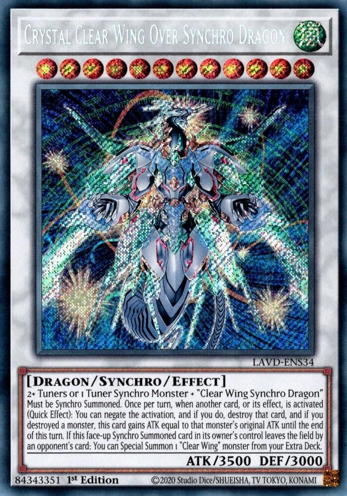 Image for Crystal Clear Wing Over Synchro Dragon (LAVD-ENS34) (Legendary Arc-V Decks) (LAVD) - YuGiOh