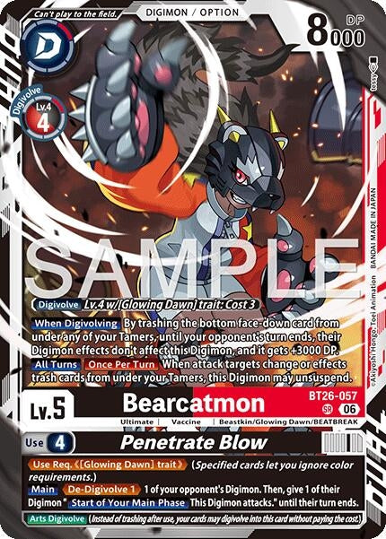 Image for Bearcatmon // Penetrate Blow (BT26-057 SR) (Timeless Bonds) (BT-26) - Digimon Card Game
