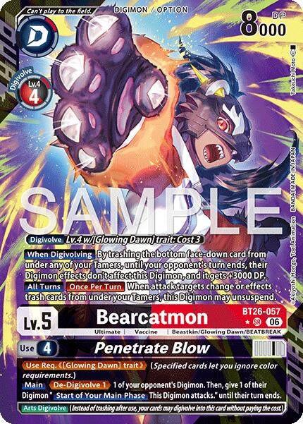 Image for Bearcatmon // Penetrate Blow (Alternate Art) (BT26-057 SR) (Timeless Bonds) (BT-26) - Digimon Card Game
