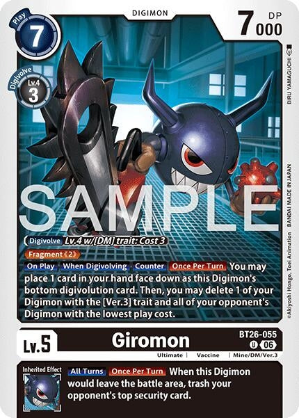Image for Giromon (BT26-055 U) (Timeless Bonds) (BT-26) - Digimon Card Game