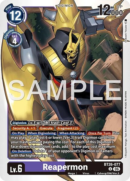 Image for Reapermon (BT26-077 U) (Timeless Bonds) (BT-26) - Digimon Card Game