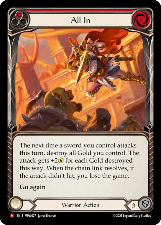 Image for All In (Red) (MPW027) (Mastery Pack Warrior) (MPW) - Flesh and Blood TCG