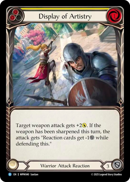 Image for Display of Artistry (Yellow) (MPW040) (Mastery Pack Warrior) (MPW) - Flesh and Blood TCG