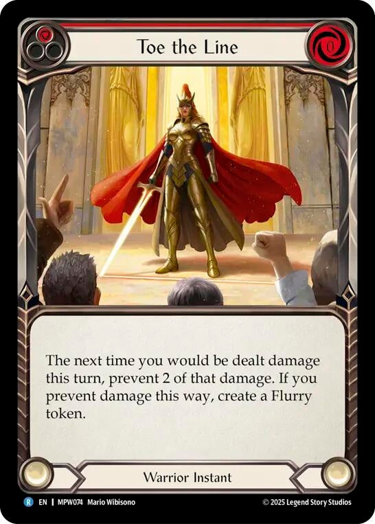 Image for Toe the Line (Red) (MPW074) (Mastery Pack Warrior) (MPW) - Flesh and Blood TCG