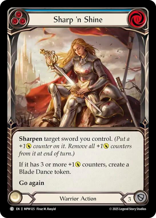 Image for Sharp 'n Shine (Blue) (MPW125) (Mastery Pack Warrior) (MPW) - Flesh and Blood TCG