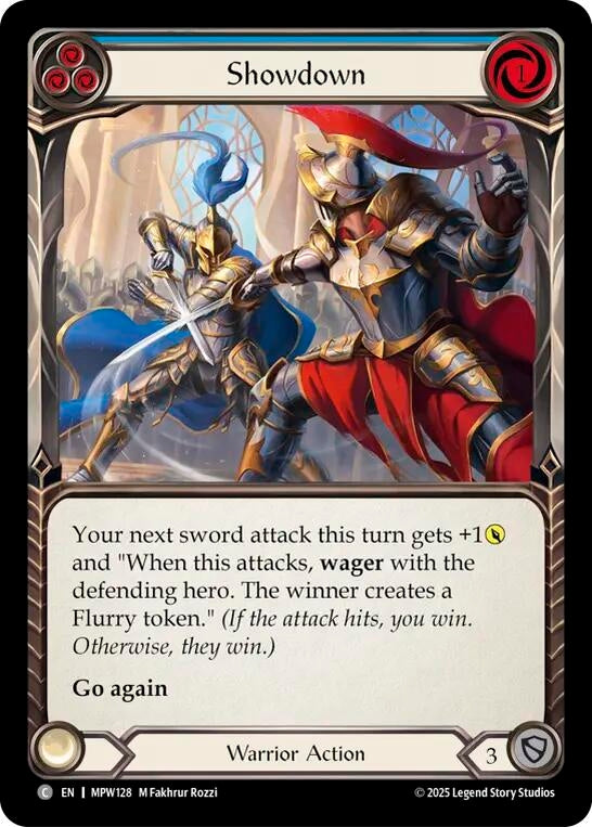 Image for Showdown (Blue) (MPW128) (Mastery Pack Warrior) (MPW) - Flesh and Blood TCG