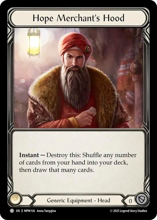 Image for Hope Merchant's Hood (MPW136) (Mastery Pack Warrior) (MPW) - Flesh and Blood TCG