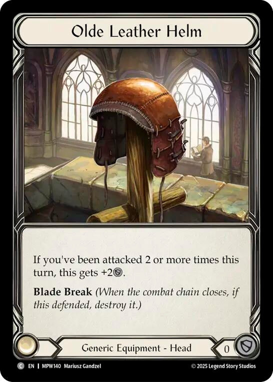 Image for Olde Leather Helm (MPW140) (Mastery Pack Warrior) (MPW) - Flesh and Blood TCG