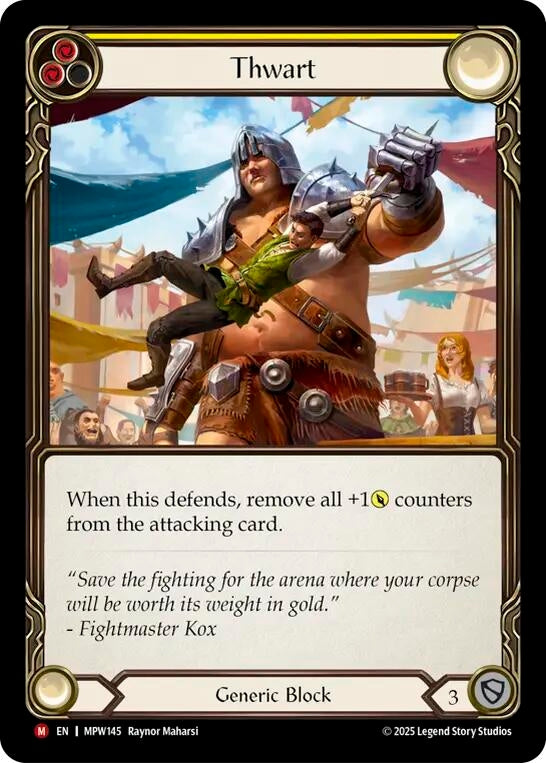 Image for Thwart (Yellow) (MPW145) (Mastery Pack Warrior) (MPW) - Flesh and Blood TCG