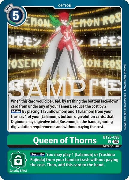 Image for Queen of Thorns (BT26-098 U) (Timeless Bonds) (BT-26) - Digimon Card Game
