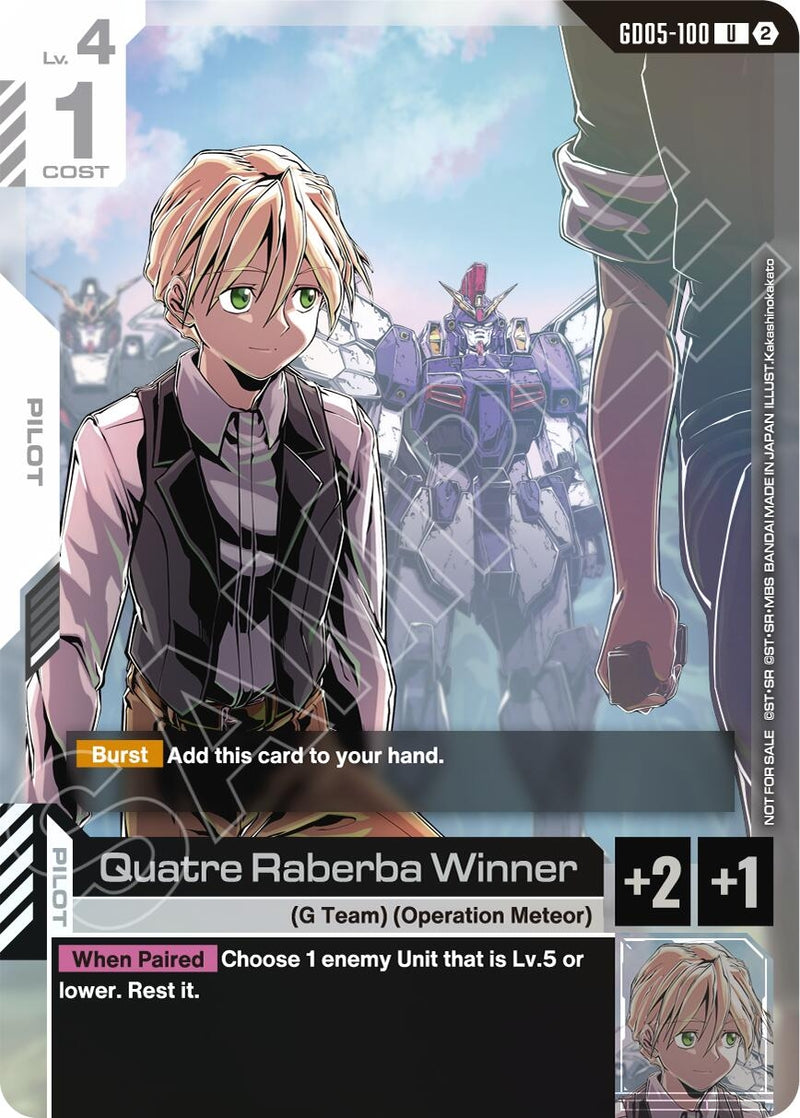 Image for Quatre Raberba Winner (Event Pack 02) (GD05-100) (Gundam Promotional Cards) (GCG-PR) - Gundam Card Game