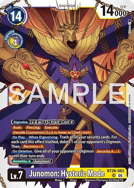 Image for Junomon: Hysteric Mode (BT26-083 SR) (Timeless Bonds) (BT-26) - Digimon Card Game