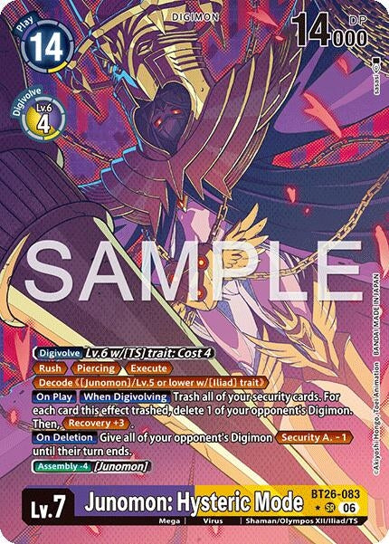 Image for Junomon: Hysteric Mode (Alternate Art) (BT26-083 SR) (Timeless Bonds) (BT-26) - Digimon Card Game