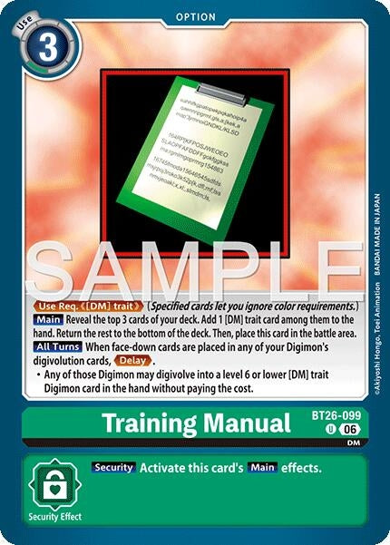 Image for Training Manual (BT26-099 U) (Timeless Bonds) (BT-26) - Digimon Card Game